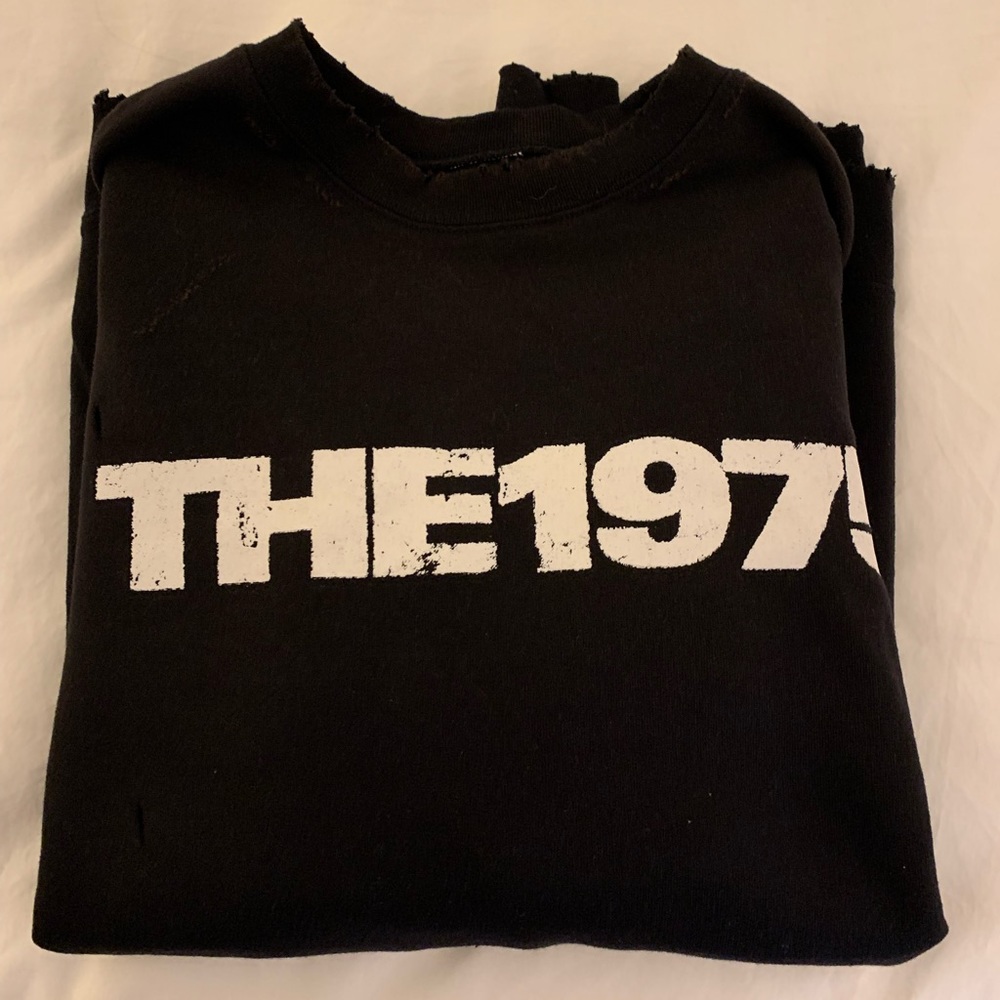 The 1975 Black Distressed Crew — TOUR MERCH
